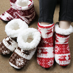 Christmas Elk Floor Shoes Indoor Socks